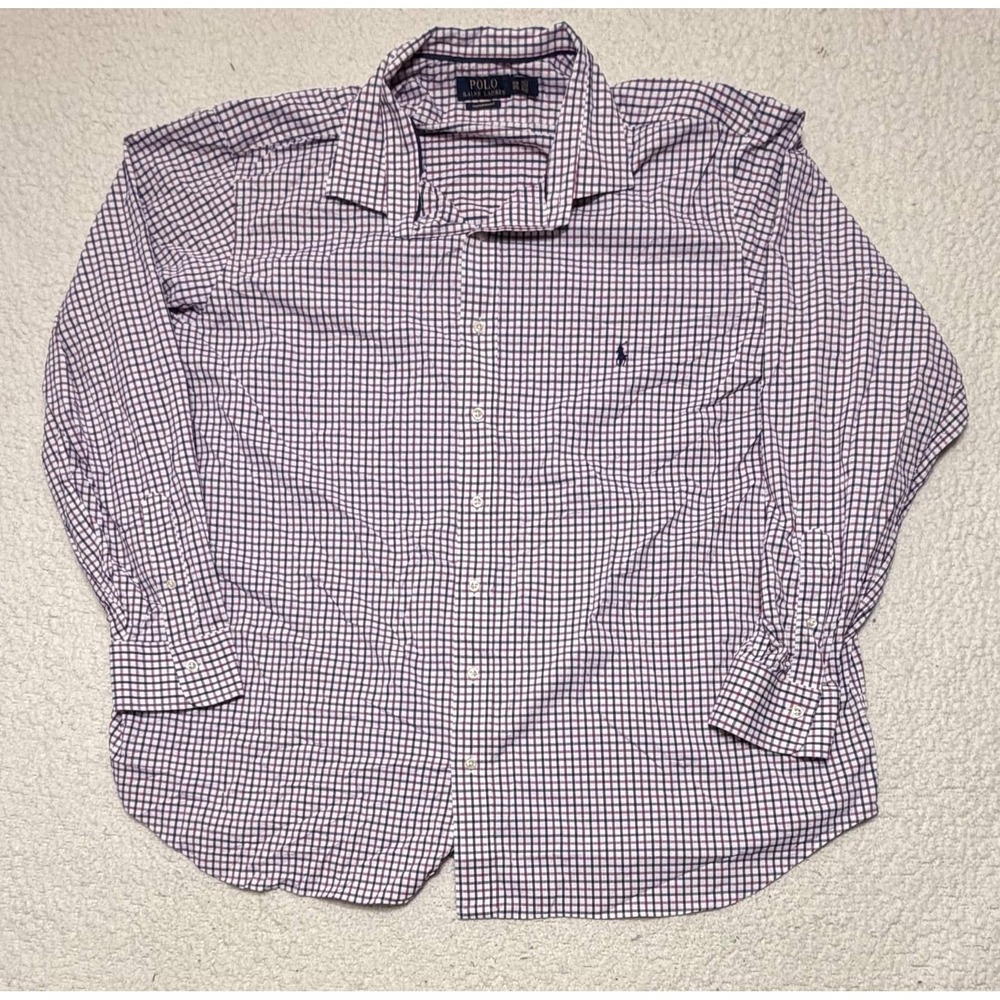 Polo Ralph Lauren Mens Performance Plaid Button Down Shirt 3XB White Purple Blue